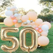 40-Inch Gold And Light Gold Foil Helium Balloons - Holiday 50th Birthday Party Decorations - Gold - View 5
