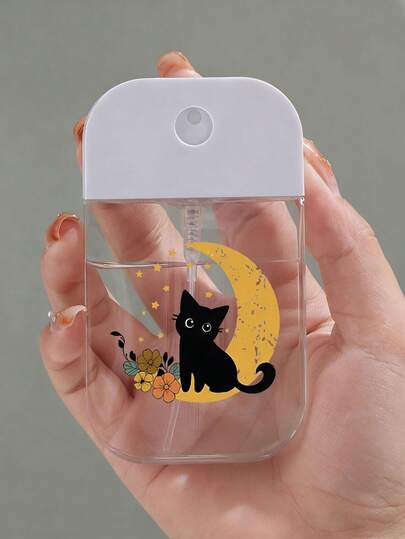 New Black Cat Pattern Transparent Refillable PET Travel Bottle, Suitable For Perfume Spray, Makeup Remover, Toner, Moisturizer, Reusable For Nail Polish Remover, Toner And Makeup Remover, Travel Essential, Perfect Travel Accessory, Holiday Gift, Christmas Gift, New Year Gift, Gift For Teacher, Friend, Lover