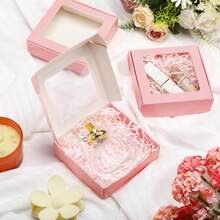 5/10/30 hộp quà nhỏ màu trắng có cửa sổ trong suốt, đựng đồ trang sức, xà phòng, hộp kẹo, bao bì các tông đựng đồ thủ công, hộp phẳng trang trí số lượng lớn, thích hợp làm quà tặng, đồ thủ công, quà tặng, tiệc cưới, tiệc chia tay thời con gái - Hồng - Xem 2