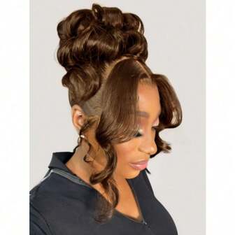 ZHENDEFA Peluca frontal de encaje de 360°, cabello humano, correa oculta, ondulada y rizada, #4 marrón, peluca con cordón predesplumada, 200 de densidad, peluca frontal de encaje completo de alta definición de 360° sin pegamento, para mujeres