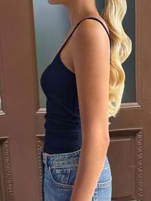 Y2K Style Bow Decor Camisole Tank Top, Versatile For Women In Summer, Suitable For Valentine's Day, Back To School, Casual & Home Wear - Navy Blue - View 5