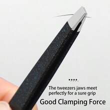 2026新款星空系列不锈钢精密镊子，黑色96齿眉镊，不锈钢眉镊，斜尖头，眼睑胶带，脱毛镊 - 彩色 - 查看 4