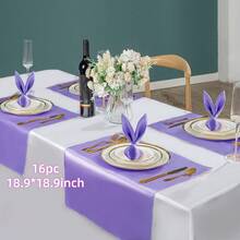 12/16/24片装红色缎面餐巾，18.9*18.9英寸，装饰餐巾，方形餐巾，丝滑优雅的婚礼餐巾，适用于餐厅、宴会、毕业典礼、情人节、生日派对、婚礼、新婚宴及其他餐桌装饰（多种颜色可选）