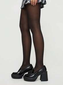 1 Pair Women's Semi-Sheer Pantyhose, Shapewear, Suitable For Dance/Formal Occasions, All-Season - Black - View 5