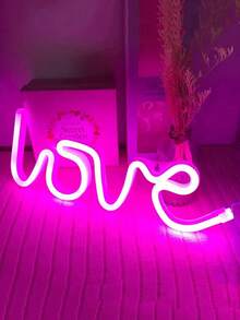 1件裝家居裝飾心形字母LOVE LED霓虹燈，USB與電池供電，適合女孩臥室牆面裝飾、婚禮派對裝飾燈、室內房間裝飾燈、酒吧與商店櫥窗裝飾燈 - 彩色 - 查看 13