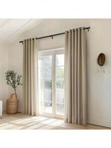 Set de 1 bară de perdea albă cu suporturi, lungime reglabilă, tijă metalică cu diametrul de 1,6 cm, suporturi de instalare ușoară, stil de decor minimalist modern, design negru mat, potrivit pentru perdele transparente/perdele de duș