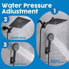 Shower Head With Handheld Spray, High-Pressure 8-Inch Rain Shower Head Set - Màu đen - có tay nối dài - Xem 2