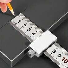 4-Piece Precision Stainless Steel Ruler & Aluminum Alloy Limiting Set - High-Precision Marking Tool For Designers, Engineers & Woodworkers (1 Limiting Set + 3 Steel Rulers) - Silver - View 2