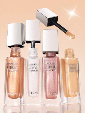 Iluminador líquido de 6 colores para iluminar el tono de la piel. Botella de vidrio con alto brillo y brillo fino. Úselo en la cara y el Body para un resplandor duradero.