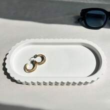 DIY树脂模具椭圆形花边托盘，石膏环氧树脂模具条纹椭圆形托盘，珠宝首饰收纳硅胶模具