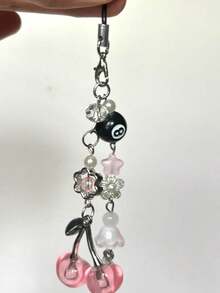 1条Y2K可爱樱桃手机挂绳，少女感黑红撞色吊坠，两种颜色可选，可作包包挂饰，送给妈妈、家人、朋友的礼物，生日、节日礼物，手机挂绳 - 彩色 - 查看 5