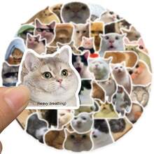 50pcs Cat Expression Decal Stickers, PVC Decorative Stickers Suitable For Phone Cases, Guitars, Helmets, Skateboards, Laptops, Water Bottles, Waterproof And Adhesive, Cute Cat Water Bottle Stickers, Aesthetic Waterproof Graffiti Laptop Stickers - Multicolor - View 4
