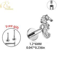 1pc G23 Titanium Alloy Hypoallergenic Nose/Ear Stud, Delicate Seahorse Design Piercing Jewelry For Women - Haima - View 13