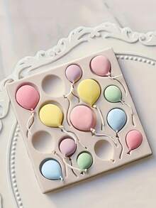 1pc/2pcs Birthday Balloon Gummy Mold, Party Baby Gift Cake Decoration Chocolate Candy Mold/Sugar Art/Cupcake Decor/Pastry/Polymer Clay/Epoxy Resin, Silicone Material, Suitable For Birthday Party/New Year Cake Decoration