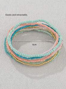 10pcs Girls' Bohemian Style Colorful Beaded Bracelets - Multicolor - View 3