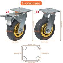 4Pcs 6" Inch Heavy Duty Swivel Caster Wheels Castor 1000KG Load, 2 With Brakes - Multicolor - View 6
