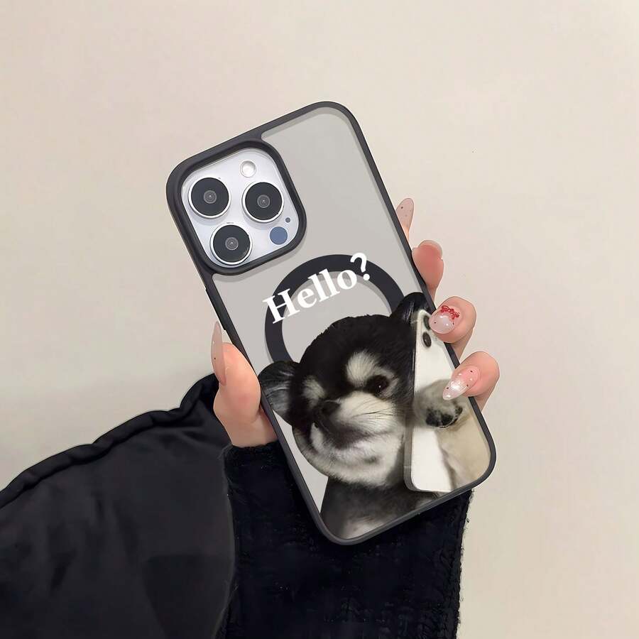 Funda para teléfono con diseño de perro, compatible con iPhone 16, 15, 14 Pro Max, 13, 12, 11, XR y XS Plus. Fabricada en silicona TPU, ofrece protección contra golpes y caídas, además de una excelente sensación al tacto. Es el regalo ideal para familiares, amigos y seres queridos. - Negro - Ver 1