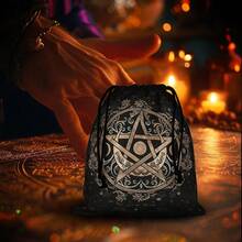 1pc Elegant Moon & Sun Mandala Spiritual Altar Cloth, Starry Sky Tablecloth, Occult Astrology Black Divination Mat, Tarot Cloth, Boho Style Gaming Mat, Home Decor - Black - View 8