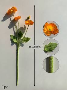 Hoa anh túc nhân tạo 59cm, 4 bông/bó, kiểu dáng tối giản hiện đại, có thể uốn cong và không phai màu, thích hợp để tự làm tường hoa, trang trí cảnh quan, cắm bình, trang trí nhà cửa, tiệc cưới, điểm nhấn trên bàn. - trái cam - Xem 12