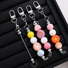 10pcs Classic Handmade DIY Keychain Set, For Women, 15mm Silver Long Chain Pendant, Portable Keychain & Jewelry Making Craft Materials, Suitable For DIY Beading - Long Shape - View 3