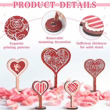 Valentines Day Wooden Decorations Set Of 5 Romantic Desktop Wooden Hearts Decor For Party - Multicolor - View 2