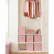 Storage Cubes, 11-Inch Non-Woven Fabric Bins With Double Handles, Set Of 6, Closet Organizers For Shelves, Foldable, For Clothes, Jelly Pink UROB026R01,10.2''Lx10.2''Wx11''H,JellyPink - JellyPink - 查看 3