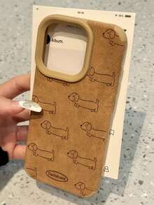 1个哑光仿皮防震TPU手机壳，带可爱狗狗图案，兼容苹果17、16、15、14、13、12、11 Pro Max - 彩色 - 查看 3