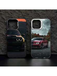 Étui de téléphone coloré IMD Dodge Challenger SRT, compatible avec les modèles 12, 11, 13, 14, 15, 16 Max Pro Plus, 17, 17 Pro et 17 Promax, avec un revêtement argenté - Z2 - Voir 3