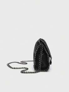 Za Women's Handbag, Fashion New Solid Color Rivet Mini Shoulder Crossbody Bag, Niche Design Wallet - Black - View 7