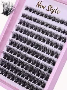 Set de 120 piezas de pestañas postizas DIY - Pestañas individuales y en racimos de 10-16mm, reutilizables, con efecto natural y esponjoso, calidad de salón - Negro - Ver 1