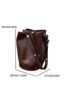Túi xách da mềm dáng xô phong cách retro Hàn Quốc, thiết kế độc đáo, thích hợp đi làm, đi chơi, mua sắm hàng ngày, dung tích lớn, có thể xách tay, đeo vai hoặc đeo chéo. - Màu Đỏ Sâu - Xem 6