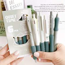 6 piezas/Caja Bolígrafo de punta blanda antiestrés con clic de dopamina, tinta negra de 0.5 mm, regalo de Año Nuevo, suministros para exámenes de estudiantes - Multicolor - Ver 3