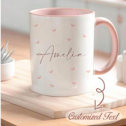 11oz Personalized Coffee Mug - Customizable Name Ceramic Cup, Cute Lazy Girl Design, Dishwasher & Microwave , Leak-Proof, Suitable For Hot & Cold Drinks, Great For Office, Home, Birthday, Christmas Gift, Coffee Shop, Illustration ,Travel Organizer