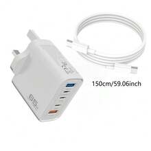 65W 5口快充充电器 - 3个USB-C接口和2个USB接口 | 英规插头，兼容智能手机、笔记本电脑、平板电脑，例如Galaxy Tab A11/S11/A9 Plus/Galaxy Book/17/16/15（快充充电器 + USB C 转 C 快充线） - 英規插(220-240V) - 查看 7