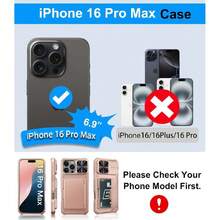 16 Pro Max Case, Built-In Card Holder (4-5 Cards), Sliding Camera Cover And Military-Grade Protection, Heavy-Duty Protective Case For IPhone 16 Pro Max, Rose Gold, 37517515 - Purple - View 2