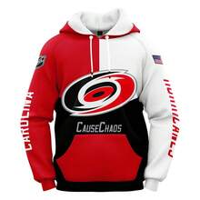 Carolina-Hurricanes Men'S Stylish 3D Lion Print 2pcs Athletic Wear Set - Long Sleeve Hoodie & Joggers, Casual Outdoor & Gym Wear For Spring/Fall, Football Team Pattern Design, Comfortable & Breathable Fabric, Perfect For Comfortable Fit - 彩色 - 查看 2