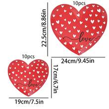10个/20个/40个/50个装红色心形纸盘 - 白色迷你爱心和黑色“LOVE”字样 | 一次性浪漫7英寸和9英寸纸盘，适合情人节派对、约会之夜、新娘送礼会 - 多色B款 - 查看 11