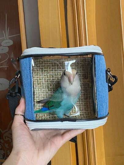 Jaula portátil para mascotas, jaula de hámster/loro con rejilla transpirable y inclinada, jaula de malla para reptiles de viaje, esterilla de enfriamiento transparente, desmontable, adecuada para todas las estaciones, suministros para pájaros, jaula para pájaros, transportín portátil para exteriores. Transportín para pájaros de exterior, adecuado para hámsters, loros, cacatúas, periquitos, inseparables, cucos. Jaula de viaje para pájaros, jaula para pájaros transpirable, jaula de viaje para loros