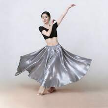 Fashionable Long Dance Dress, Made Of Polyester Fiber, Women's Satin Double Slit Ballet Skirt, Suitable For Belly Dance, Dance, Flamenco Dance And Rock Dance (3 Styles Available) - Multicolor - View 35