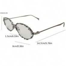 European And American New Small Frame With Diamond Metal Glasses Bow Decoration Versatile Y2K Flat Mirror Punk Style - Silver - View 8
