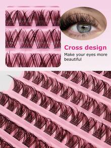 120pcs Fluffy Criss-Cross Mink Eyelashes, Densely Curled & Voluminous, Lightweight & Soft, DIY Daily Makeup Eyelash Extensions - Black - View 4