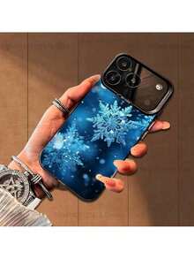 Étui de protection pour l'hiver avec motif flocons de neige, compatible avec les modèles 16, 15, 14, 17, 13, 12, 11, Mini, Pro, SE, XS, MAX. Étui en silicone mat noir. Étui compatible avec les modèles 17, 17 Pro, 17 Promax - Z1 - Voir 2