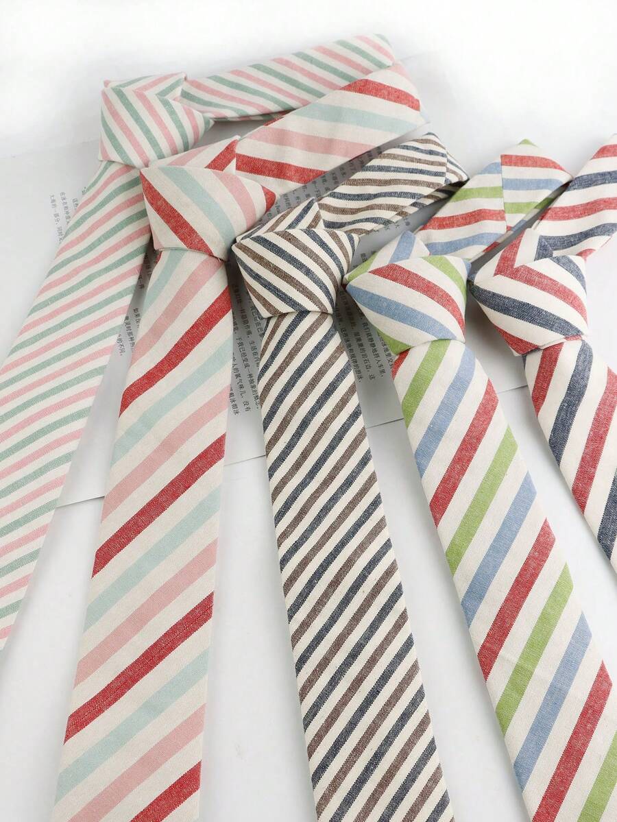 ZLQ&GOU 1条彩虹条纹男士领带，6厘米，适合秋冬季休闲聚会和领带搭配。 - 彩色 - 查看 1