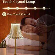 Cordless Lamp,Dimmable Crystal Table Lamp 3 Colors LED Gold Lamp,Touch Lamp Diamond Crystal Lamp, Rechargeable Small Lamp, Wireless Lamp Vintage Lamp For Bedroom Living Room Bathroom Hotel Bar - 01 - 查看 4