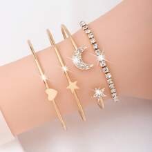 Star & Moon Fashionable Minimalist Bracelet Set - Multicolor - View 4