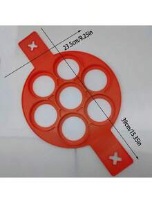 1PC Red Silicone 7-Hole Round Pancake Mold, Baking Round Omelette, DIY Shape Baking Tool, Non-Stick Silicone Pancake Dry Cake And Pancake Baking Tool - Easy To Clean And Durable