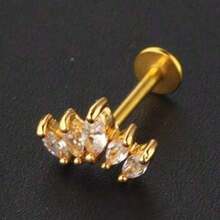 1-3 chiếc khuyên tai vương miện bằng thép không gỉ thời trang hình khối Zirconia, trang sức sụn/dái tai, khuyên môi, phụ kiện xỏ khuyên cơ thể cho phụ nữ - móng xương tai - Xem 7