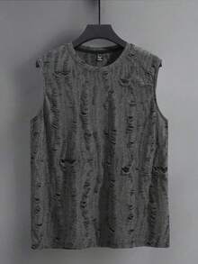 男士复古做旧纹理休闲背心，春夏时尚