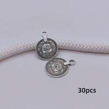 30个23x18mm复古银色圆形硬币吊坠，可刻字，适用于DIY项链、手链、钥匙扣等饰品制作配件 - 多色 - 查看 11