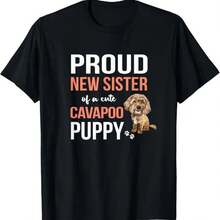 Proud New Sister Of A Cute Cavapoo Puppy Stylish Dog Design T Shirt - màu đen - Xem 1